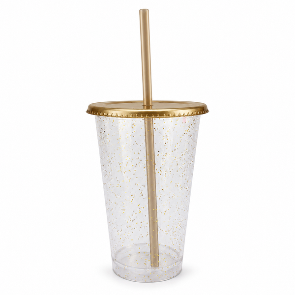 Vaso con popote 16oz glitter