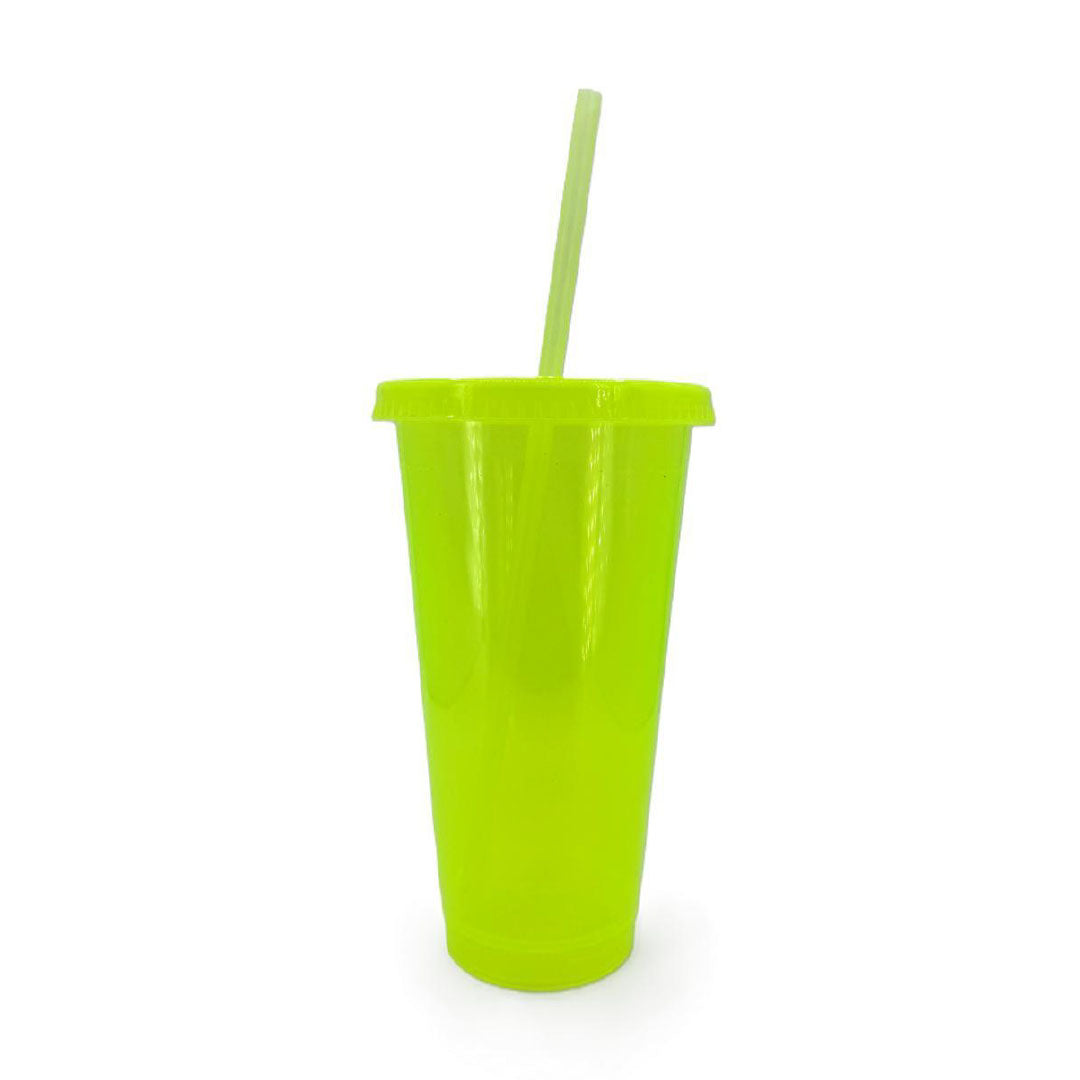 Vaso con tapa y popote 24 oz verde traslúcido – Kupp