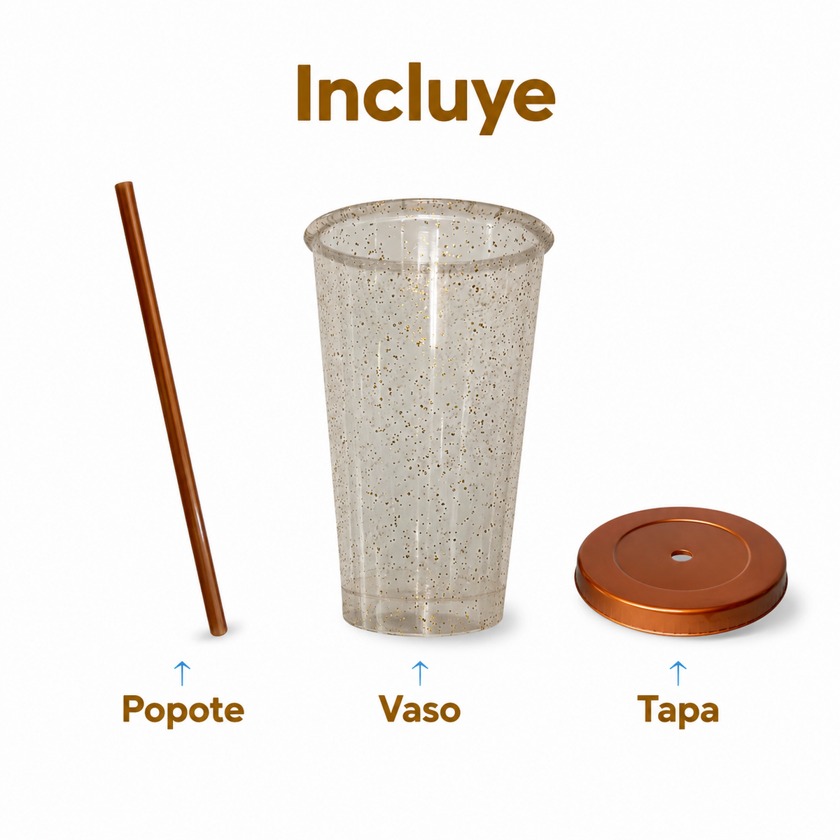 Vaso glitter 16 oz con popote para fiestas infantiles – Kupp
