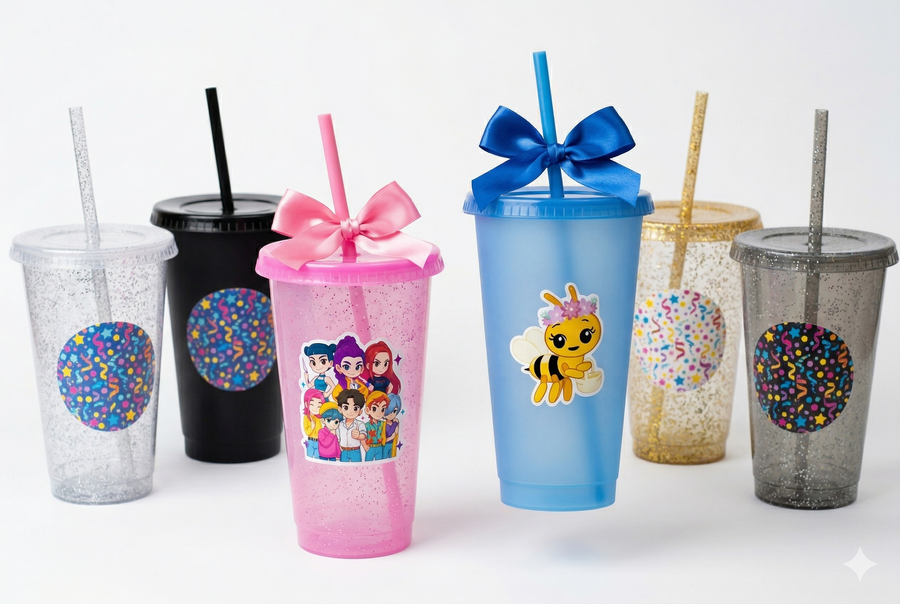 Vasos para fiestas personalizados con popote