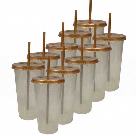 Vaso con popote 24oz glitter Kupp en varios colores