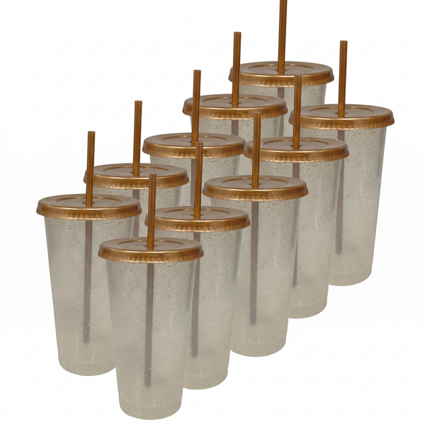 Vaso con popote 24oz glitter