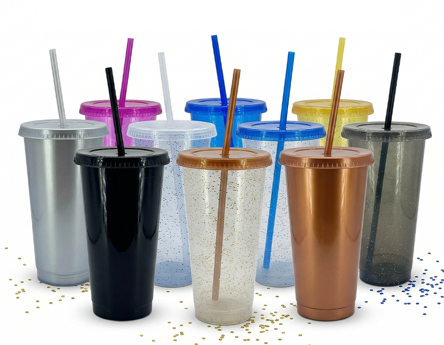 Vasos con popote para fiestas