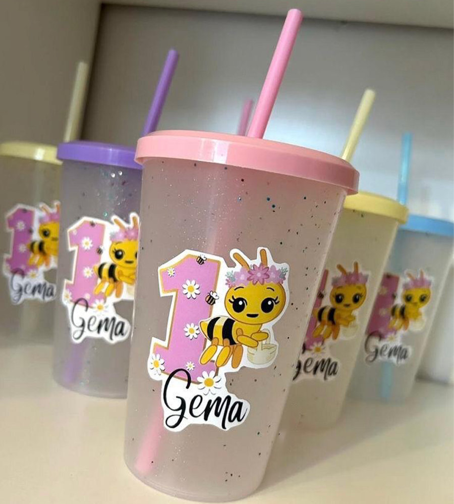 Vasos para fiesta con popote personalizado
