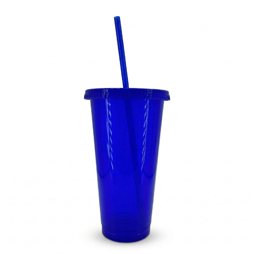 Vaso con tapa y popote 24 oz azul rey – Kupp