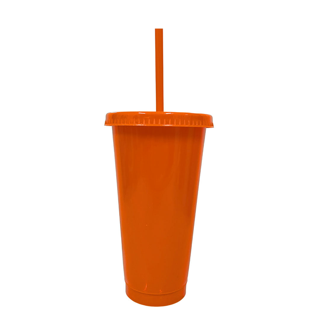 Vaso con tapa y popote 24 oz naranja – Kupp