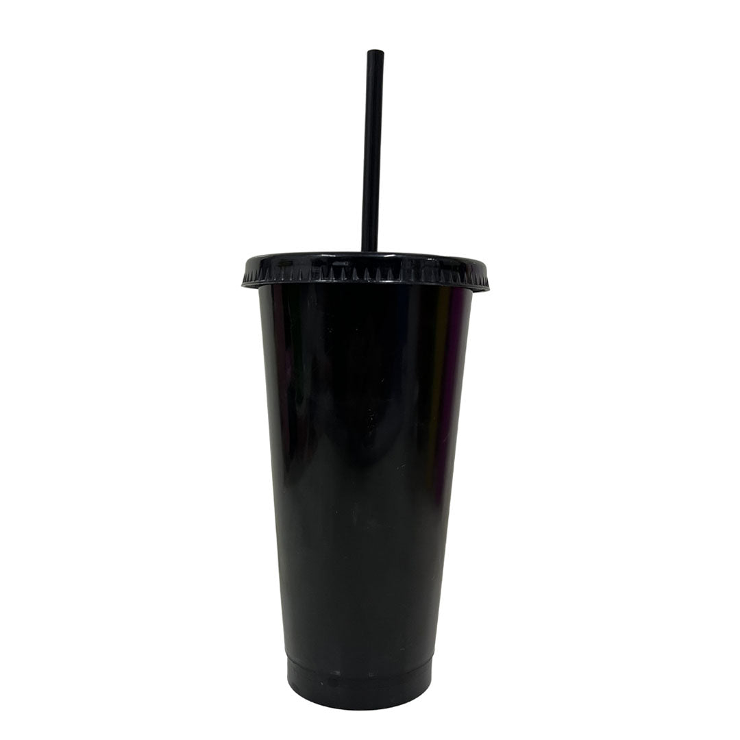 Vaso con tapa y popote 24 oz negro – Kupp