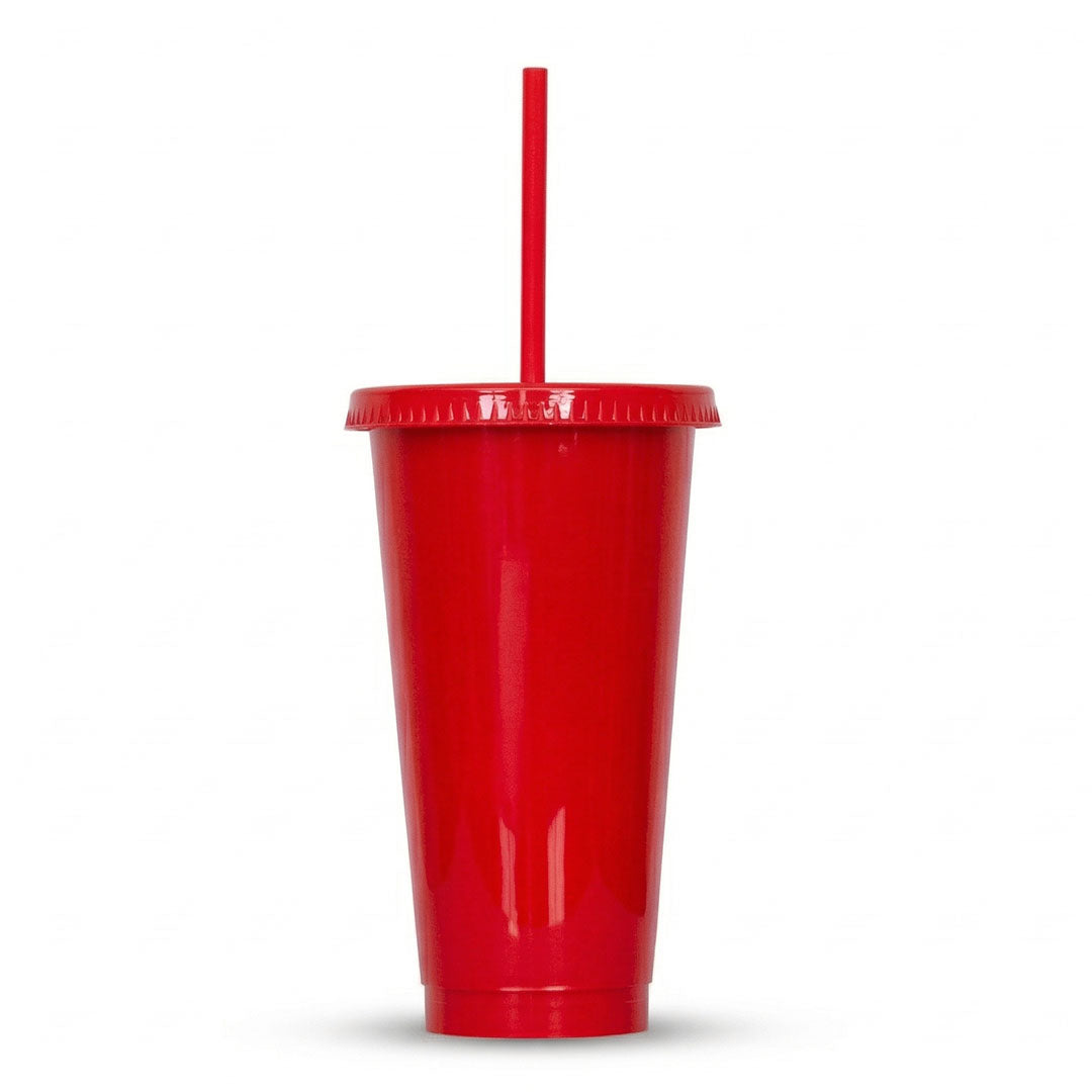 Vaso con tapa y popote 24 oz rojo – Kupp