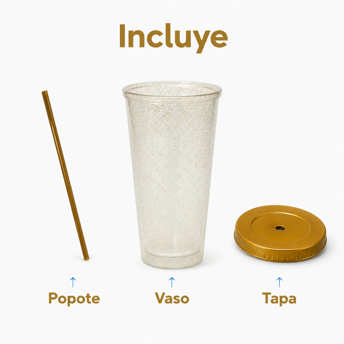 Vaso glitter con diamantina 24 oz con popote – Kupp